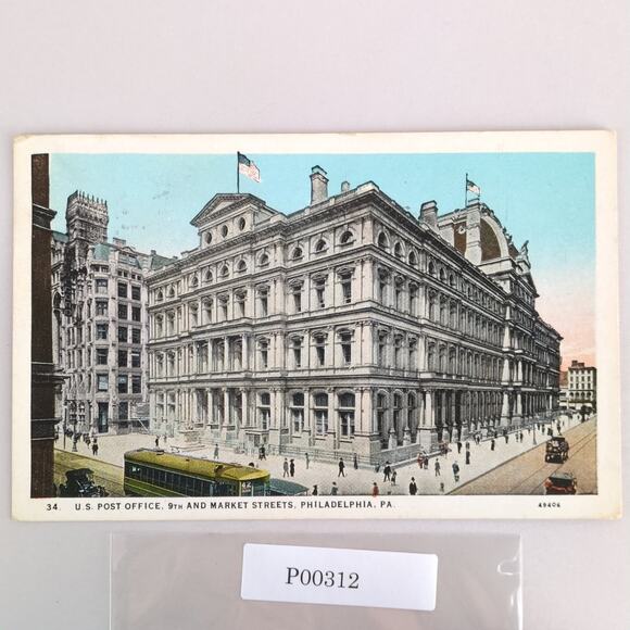 Vintage 1928 Postcard US Post Office Philadelphia PA 9th & Market St Building - Picture 1 of 2